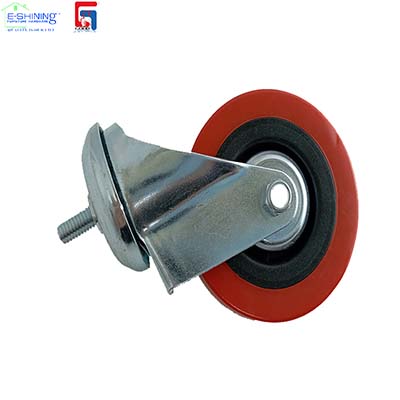 with Cover Red PU Wheel Casters Replacements Swivel Top Plate Threaded Stem Castor Trolley Wheels with Brake
