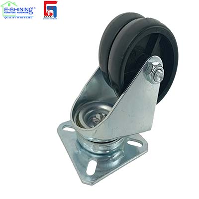 Medium Duty Stainless Steel Industrial Castors Black PU Swivel Caster Wheels with Stainless Steel Brake