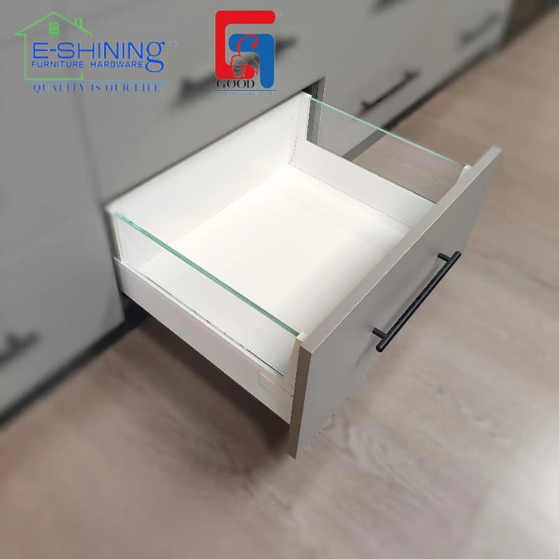 Square glass metal box slide